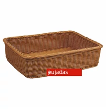 P100.861 Polirattan kenyérkosár szögletes, sötétbarna 46x34cm