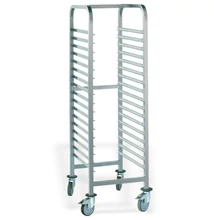 P80.470 Rozsdamentes tálcaszállító kocsi 17 db 1/1 GN tálcához, lapra szerelt