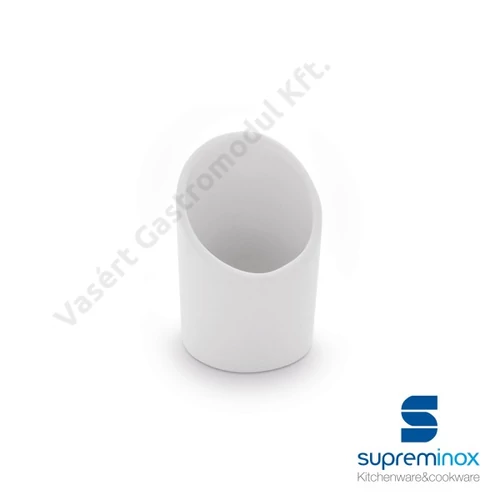 Mini porcelán aszimmetrikus cső alakú kínáló tálka finger food kínálásához |Supreminox| 03852