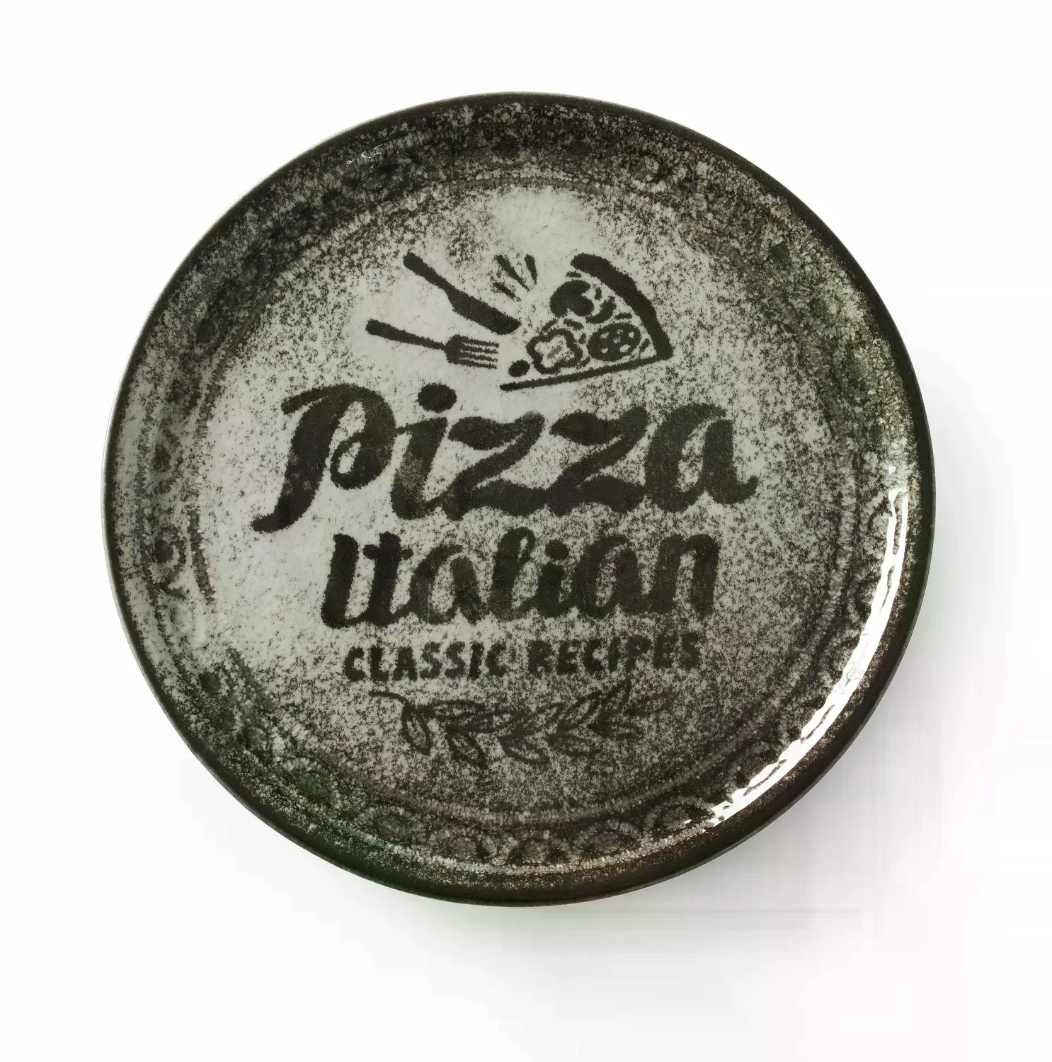 HENDI | Pizzatányér feliratos, fekete mintával 33cm