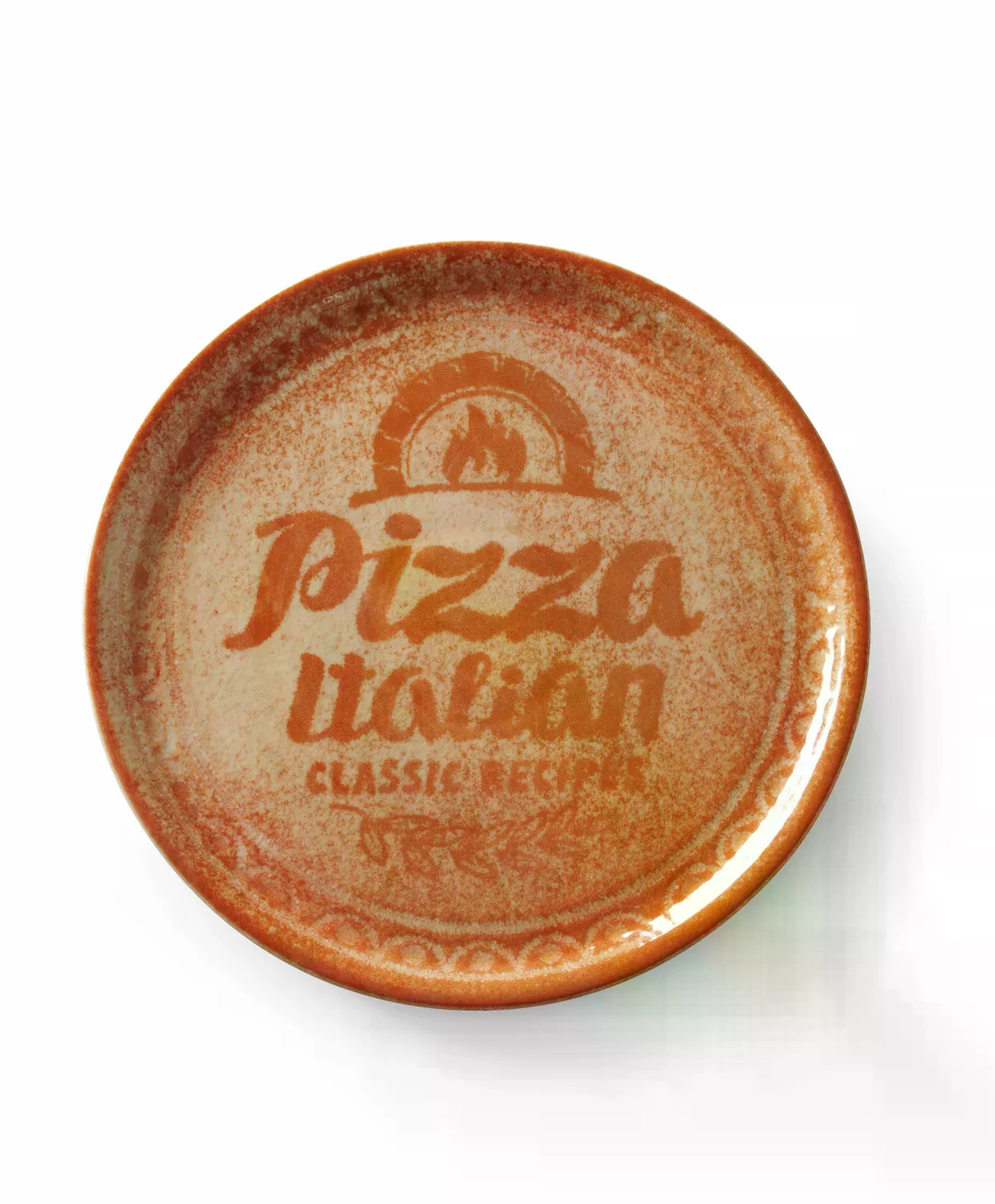 HENDI | Pizzatányér feliratos, téglavörös mintával 33cm