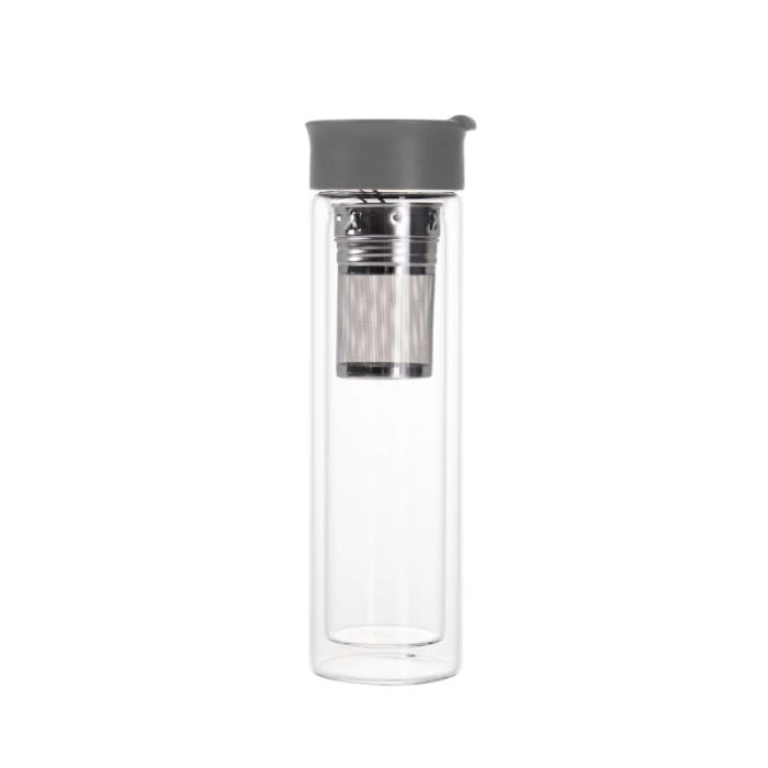 Duplafalú üveg kulacs acél diffúzorral 350ml