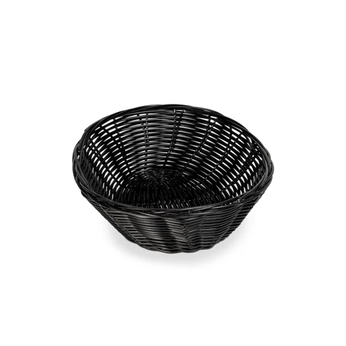 Polyrattan kerek kosár fekete 18x6 cm