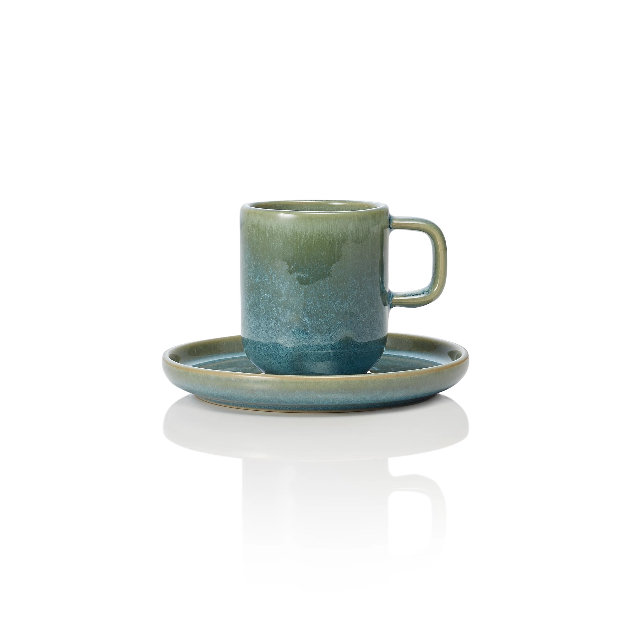WAS porcelán kávéscsésze + alj Rockzzero sorozat, mirtusz zöld 90ml